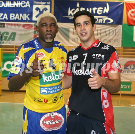 Volleyball Bundesliga. SK Aich/Dob gegen Hypo VBK Klagenfurt. Vladimir Lastres und Fernando Morales.  Bleiburg, am 12.11.2005.
---
pressefotos, pressefotografie, kuess, qs, qspictures, sport, bild, bilder, bilddatenbank