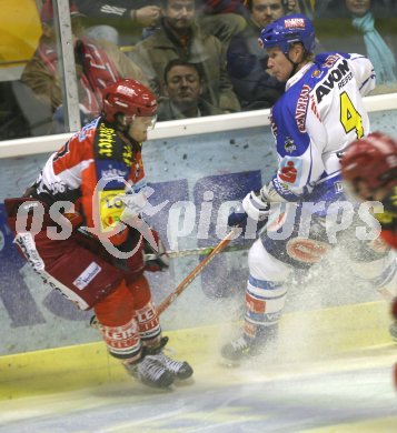 Eishockey Bundesliga. KAC gegen VSV.  Harald Ofner (KAC), Mike Stewart (VSV). Klagenfurt, am 23.11.2006.
Foto: Kuess
---
pressefotos, pressefotografie, kuess, qs, qspictures, sport, bild, bilder, bilddatenbank