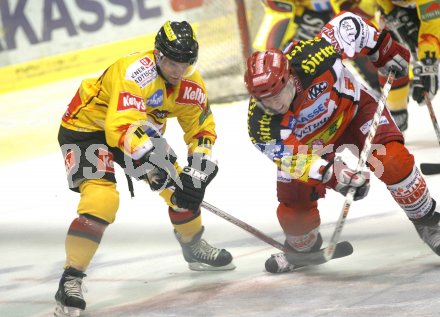 Eishockey Bundesliga. KAC gegen Vienna Capitals. Gavin Morgan (Caps), Chad Hinz (KAC). Klagenfurt, am 27.10.2006.
Foto: Kuess
---
pressefotos, pressefotografie, kuess, qs, qspictures, sport, bild, bilder, bilddatenbank