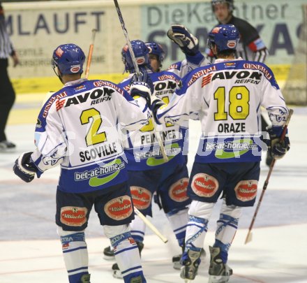 Eishockey Bundesliga. KAC gegen VSV. Torjubel VSV. Klagenfurt, am 10.10.2006.
---
pressefotos, pressefotografie, kuess, qs, qspictures, sport, bild, bilder, bilddatenbank