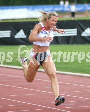Leichtathletik. Austrian Top 4 Meeting. 100 Meter Frauen. Bettina M?ller-Weissina (?sterreich, LCC Wien). Villach, am 14.7.2006. 
---
pressefotos, pressefotografie, kuess, qs, qspictures, sport, bild, bilder, bilddatenbank