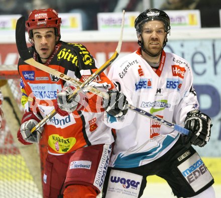 Eishockey Bundesliga. KAC gegen EHC Liwest Black Wings Linz. Warren Norris (KAC), Antti Virtanen (Linz). Klagenfurt, am 26.1.2007.
Foto: Kuess
---
pressefotos, pressefotografie, kuess, qs, qspictures, sport, bild, bilder, bilddatenbank