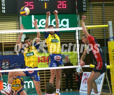 Volleyball Bundesliga. HYPO VBK gegen SK Aich/Dob. Christoph Bl?mel, Miha Kosl  (Aich/Dob) . Klagenfurt, am 27.2.2006.
Foto: Kuess
---
pressefotos, pressefotografie, kuess, qs, qspictures, sport, bild, bilder, bilddatenbank