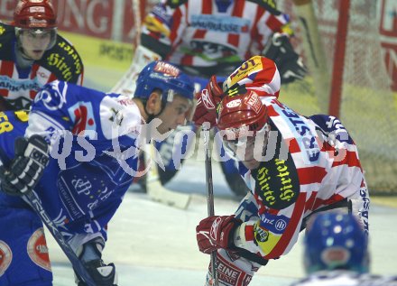 ?sterreichische Eishockey Bundesliga. K?rntner Derby KAC gegen VSV. Daniel Gauthier (VSV) gegen Mario Schaden(KAC). Klagenfurt, am 26.12.2005.
---
pressefotos, pressefotografie, kuess, qs, qspictures, sport, bild, bilder, bilddatenbank