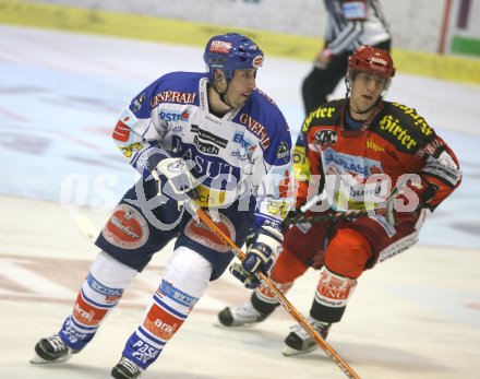 ?sterreichische Eishockey Bundesliga. KAC gegen VSV. Dany Bousquet (VSV), Herbert Ratz (KAC). Klagenfurt, am 10.10.2006.
---
pressefotos, pressefotografie, kuess, qs, qspictures, sport, bild, bilder, bilddatenbank