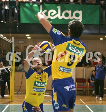 Volleyball Aich/Dob. Europacup.  Pavel Reznicek und Christoph Bl?mel. Bleiburg, am 24.9.2005.
Foto: Kuess

---
pressefotos, pressefotografie, kuess, qs, qspictures, sport, bild, bilder, bilddatenbank