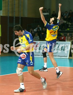 Volleyball Bundesliga. HYPO VBK gegen SK Aich/Dob. Jubel SK Aich/Dob, Cestmir Cerny und Jure Kokot. Klagenfurt, am 27.2.2006.
---
pressefotos, pressefotografie, kuess, qs, qspictures, sport, bild, bilder, bilddatenbank