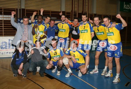 Volleyball Bundesliga. SK Aich/Dob jubelt ?ber den 3. Platz. Klagenfurt, am 19.4.2006.

---
pressefotos, pressefotografie, kuess, qs, qspictures, sport, bild, bilder, bilddatenbank