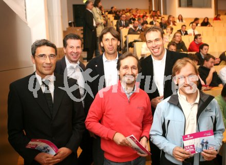 Fit f?r den sportlichen Erfolg. Auftaktveranstaltung an der UNI Klagenfurt. Pr?sentation des Sport-Basis- Lehrganges. Impulsreferat von Georg Werthner.
Von links: Georg Werthner, Karl Schnabl, Franz Preiml, Sportlandesrat Wolfgang Schantl, Michi Kummerer, Achim M?rtl. Klagenfurt, am 10.11.2006.
Foto: Kuess
---
pressefotos, pressefotografie, kuess, qs, qspictures, sport, bild, bilder, bilddatenbank