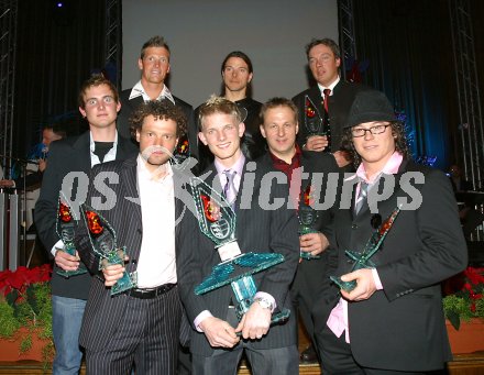Ehrung Sportler des Jahres 2005. Peter "Paco" Wrolich, Thomas Morgenstern, Rainer Sch?nfelder, Florian Pr?gant, Werner M?ller, Robert Schwarzl, Sigi Grabner, Fritz Strobl. Klagenfurt, am 23.12.2005.
---
pressefotos, pressefotografie, kuess, qs, qspictures, sport, bild, bilder, bilddatenbank