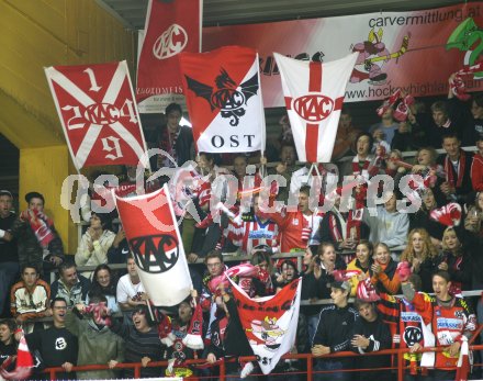 Eishockey Bundesliga. KAC gegen Vienna Capitals. Torjubel KAC Fans. Klagenfurt, am 27.10.2006.
Foto: Kuess
---
pressefotos, pressefotografie, kuess, qs, qspictures, sport, bild, bilder, bilddatenbank