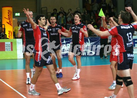 Volleyball Bundesliga. HYPO VBK gegen SK Aich/Dob. Jubel HYPO VBK. Klagenfurt, am 27.2.2006.
---
pressefotos, pressefotografie, kuess, qs, qspictures, sport, bild, bilder, bilddatenbank