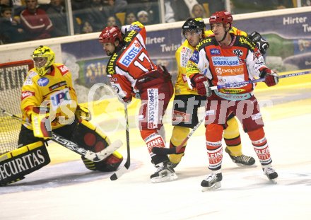 Eishockey Bundesliga. KAC gegen Vienna Capitals. Scott Fankhouser(Caps), Philippe Lakos (Caps), Tony Iob, Ryan Foster (KAC). Klagenfurt, am 27.10.2006.
Foto: Kuess
---
pressefotos, pressefotografie, kuess, qs, qspictures, sport, bild, bilder, bilddatenbank