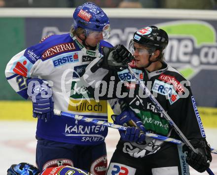 Erste Bank Eishockey Bundesliga. VSV gegen Graz 99ers. Thomas Pfeffer (VSV), Andreas Kleinheinz (Graz). Villach, am 30.9.2007.
Foto: Kuess 
---
pressefotos, pressefotografie, kuess, qs, qspictures, sport, bild, bilder, bilddatenbank