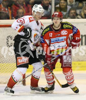 EBEL Erste Bank Eishockey Bundesliga. KAC gegen HK Acroni Jesenice. Benjamin Thomson (KAC), Miha Rebolj (Jesenice). Klagenfurt, am 4.11.2007.
Foto: Kuess
---
pressefotos, pressefotografie, kuess, qs, qspictures, sport, bild, bilder, bilddatenbank