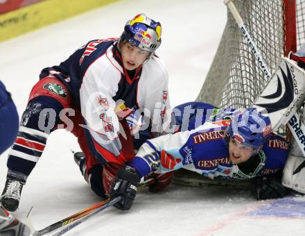 EBEL. Eishockey Bundesliga. VSV gegen Red Bull Salzburg. Gerd Acker (VSV), Fabian Ecker (Salzburg). Villach, am 9.11.2007.
Foto: Kuess
---
pressefotos, pressefotografie, kuess, qs, qspictures, sport, bild, bilder, bilddatenbank