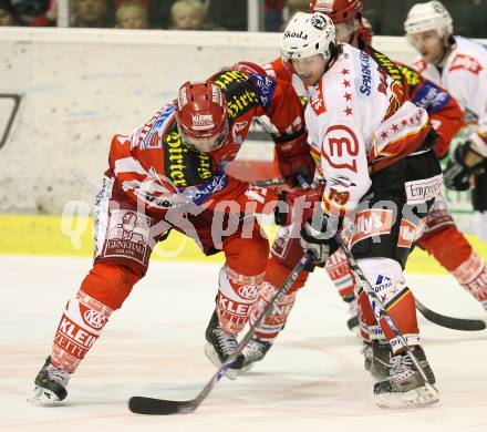 EBEL. Eishockey Bundesliga. KAC gegen HK Acroni Jesenice. Johannes Kirisits (KAC), Ales Remar (Jesenice). Klagenfurt, am 23.11.2007.
Foto: Kuess
---
pressefotos, pressefotografie, kuess, qs, qspictures, sport, bild, bilder, bilddatenbank