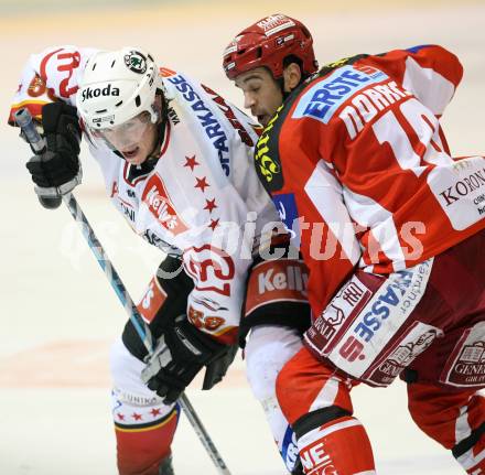 EBEL. Eishockey Bundesliga. KAC gegen HK Acroni Jesenice. Warren Norris (KAC), Derek Bekar (Jesenice). Klagenfurt, am 23.11.2007.
Foto: Kuess
---
pressefotos, pressefotografie, kuess, qs, qspictures, sport, bild, bilder, bilddatenbank