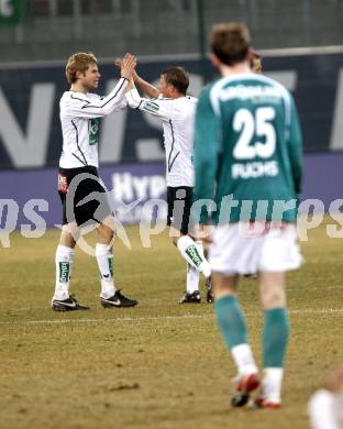 Fussball T-Mobile Bundesliga. SK Austria Kaernten gegen SV Mattersburg. Jubel Austria. Klagenfurt, am 26.2.2008.

Copyright Kuess

---
pressefotos, pressefotografie, kuess, qs, qspictures, sport, bild, bilder, bilddatenbank