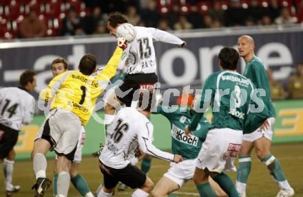 Fussball T-Mobile Bundesliga. SK Austria Kaernten gegen SV Mattersburg. Gerald Krajic, Zlatko Junucovic (Kaernten), Carsten Jancker, Thomas Borenitsch,  Goce Sedloski (Mattersburg). Klagenfurt, am 26.2.2008.

Copyright Kuess

---
pressefotos, pressefotografie, kuess, qs, qspictures, sport, bild, bilder, bilddatenbank