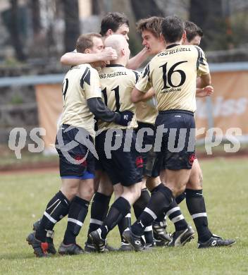 Fussball Kaerntner Liga. KAC gegen DSG Sele/Zell. Torjubel (Sele/Zell). Klagenfurt, am 23.3.2008.
Foto: Kuess 
---
pressefotos, pressefotografie, kuess, qs, qspictures, sport, bild, bilder, bilddatenbank