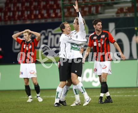 Fussball. Bundesliga. SK Austria Kelag Kaernten gegen LASK Linz.  Torjubel Grald Krajic, Lukas Moessner. Klagenfurt, 29.3.2008
Copyright Kuess

---
pressefotos, pressefotografie, kuess, qs, qspictures, sport, bild, bilder, bilddatenbank