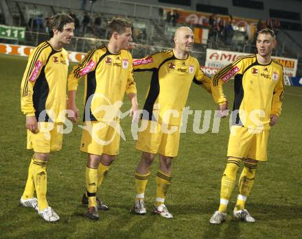 Fussball Red Zac Bundesliga. FC Kaernten gegen Red Bull Juniors Salzburg. Thomas Riedl, Rene Seebacher, Ludek Zelenka, Ulrich Winkler (FCK). Klagenfurt, am 28.3.2008.

Copyright Kuess

---
pressefotos, pressefotografie, kuess, qs, qspictures, sport, bild, bilder, bilddatenbank