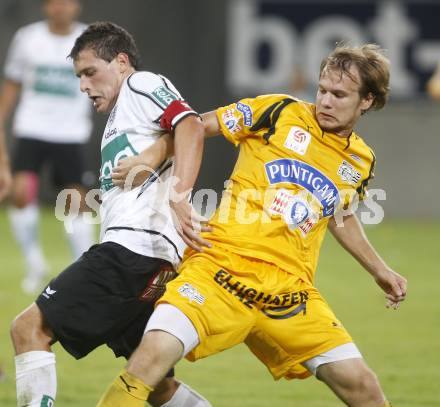 Fussball tipp3 Bundesliga. SK Austria Kaernten gegen SK Sturm Graz.   Junuzovic Zlatko  (Kaernten), Kienzl Mario (Graz). Klagenfurt, 6.8.2008
Copyright Kuess

---
pressefotos, pressefotografie, kuess, qs, qspictures, sport, bild, bilder, bilddatenbank