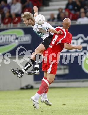 Fussball tipp3 Bundesliga. SK Austria Kaernten gegen Mattersburg. Weber Manuel (Kaernten), Jancker Carsten (Mattersburg). Klagenfurt, 9.8.2008
Copyright Kuess

---
pressefotos, pressefotografie, kuess, qs, qspictures, sport, bild, bilder, bilddatenbank