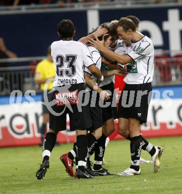 Fussball tipp3 Bundesliga. SK Austria Kaernten gegen Mattersburg. Torjubel Kaernten. Klagenfurt, 9.8.2008
Copyright Kuess

---
pressefotos, pressefotografie, kuess, qs, qspictures, sport, bild, bilder, bilddatenbank