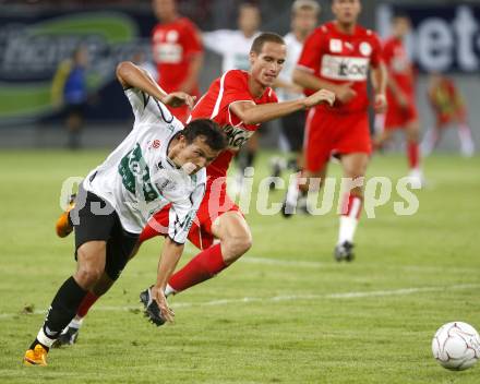 Fussball tipp3 Bundesliga. SK Austria Kaernten gegen Mattersburg. Bukva Haris (Kaernten), Pöllhuber Alexander (Mattersburg). Klagenfurt, 9.8.2008
Copyright Kuess

---
pressefotos, pressefotografie, kuess, qs, qspictures, sport, bild, bilder, bilddatenbank
