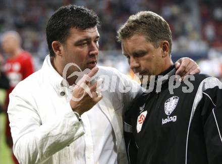 Fussball tipp3 Bundesliga. SK Austria Kaernten gegen SV Mattersburg. Mario Canori, Co-Trainer Dieter Pegam (Kaernten). Klagenfurt, am 9.8.2008.
Foto: Kuess

---
pressefotos, pressefotografie, kuess, qs, qspictures, sport, bild, bilder, bilddatenbank