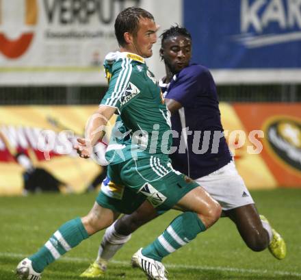 Fussball. OEFB Cup. FC Kaernten gegen SK Rapid Wien. Makanda Christian Mpaka (FCK), Erwin Hoffer (Rapid). Klagenfurt, am 15.8.2008.
Foto: Kuess
---
pressefotos, pressefotografie, kuess, qs, qspictures, sport, bild, bilder, bilddatenbank