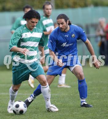Fussball. Kaerntner Liga. Landskron gegen VSV. Juergen Helmut Schaub (Landskron), Arno Schuri (VSV). Landskron, am 16.8.2008.
Foto: Kuess
---
pressefotos, pressefotografie, kuess, qs, qspictures, sport, bild, bilder, bilddatenbank