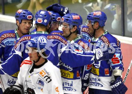 Eishockey Bundesliga. Testspiel. VSV gegen Augsburger Panthers.  Torjubel VSV. Villach, am 24.8.2008.
Foto: Kuess

---
pressefotos, pressefotografie, kuess, qs, qspictures, sport, bild, bilder, bilddatenbank