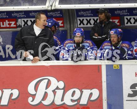 Eishockey Bundesliga. Testspiel. VSV gegen Augsburger Panthers.  Trainer Larry Huras, Markus Peintner, Roland Kaspitz (VSV). Villach, am 24.8.2008.
Foto: Kuess

---
pressefotos, pressefotografie, kuess, qs, qspictures, sport, bild, bilder, bilddatenbank