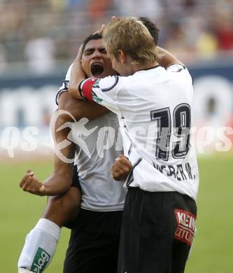 Fussball. Tipp3 Bundesliga. SK Kelag Kaernten gegen Red Bull Salzburg.Torjubel Rocha Sobrinho Filho Adi , Weber Manuel.
Klagenfurt, 31.8.2008
Foto: Kuess

---
pressefotos, pressefotografie, kuess, qs, qspictures, sport, bild, bilder, bilddatenbank