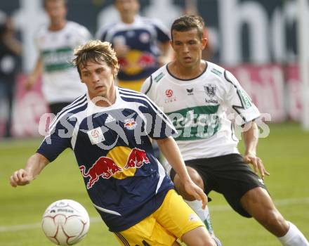 Fussball. Tipp3 Bundesliga. SK Kelag Kaernten gegen Red Bull Salzburg.  Bukva Haris  (Kaernten),  Leitgeb Christoph (Salzburg). Klagenfurt, 31.8.2008
Foto: Kuess

---
pressefotos, pressefotografie, kuess, qs, qspictures, sport, bild, bilder, bilddatenbank