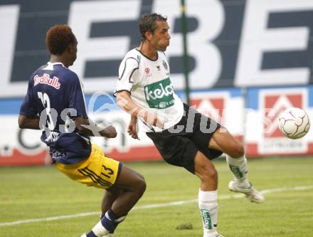 Fussball. Tipp3 Bundesliga. SK Kelag Kaernten gegen Red Bull Salzburg. Prawda Christian  (Kaernten), Tchoyi Somen  (Salzburg). Klagenfurt, 31.8.2008
Foto: Kuess

---
pressefotos, pressefotografie, kuess, qs, qspictures, sport, bild, bilder, bilddatenbank