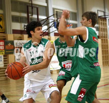 Basketball. Bundesliga. Testspiel. Woertherseepiraten gegen Kapfenberg. Rhinehart Erik (Piraten), Moritz Lanegger (Kapfenberg). Klagenfurt, 20.9.2008.
Foto: Kuess

---
pressefotos, pressefotografie, kuess, qs, qspictures, sport, bild, bilder, bilddatenbank