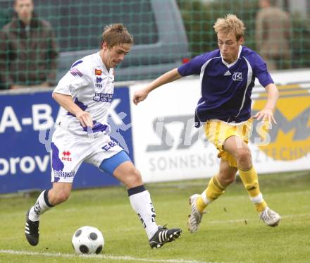 Fussball. Regionalliga. SAK gegen FC Kaernten. Grega Triplat (SAK), Danijel Micic (FCK). Klagenfurt, 27.9.2008. 
Copyright Kuess

---
pressefotos, pressefotografie, kuess, qs, qspictures, sport, bild, bilder, bilddatenbank