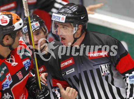 EBEL.  Eishockey Bundesliga. EC Pasut VSV gegen HC TWK Innsbruck. Rem Murray (Innsbruck) Schiedsrichter Schimm. Villach, am 30.9.2008.
Copyright Agentur Diener/Kuess
Marktgasse 3-7/4/5/21
A-1090 Wien Austria
Telefax +43 1 955 32 35
Mobil +43 676 629 98 51
Bank Austria
Bank Nr. 12000
Account Nr. 00712 223 783
e-mail: agentur@diener.at
Datenbank: www.diener.at
ImageArchivist Demo
---
pressefotos, pressefotografie, kuess, qs, qspictures, sport, bild, bilder, bilddatenbank