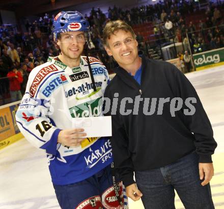 EBEL.  Eishockey Bundesliga. EC Pasut VSV gegen HC TWK Innsbruck. Dan Cavanaugh, Ken Strong. Villach, am 30.9.2008.
Foto: Kuess

---
pressefotos, pressefotografie, kuess, qs, qspictures, sport, bild, bilder, bilddatenbank