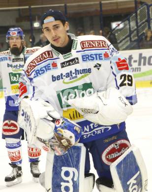 EBEL. Eishockey Bundesliga. EC Pasut VSV gegen HDD TILIA Olimpija Ljubljana (Laibach). Bernhard Starkbaum (VSV). Villach, am 7.10.2008.
Foto: Kuess

---
pressefotos, pressefotografie, kuess, qs, qspictures, sport, bild, bilder, bilddatenbank