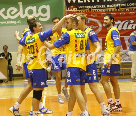 Volleyball. MEVZA. Aich/Dob gegen Kaposvar. Jubel (Aich). Prevalje, 11.10.2008.
Foto: Kuess

---
pressefotos, pressefotografie, kuess, qs, qspictures, sport, bild, bilder, bilddatenbank