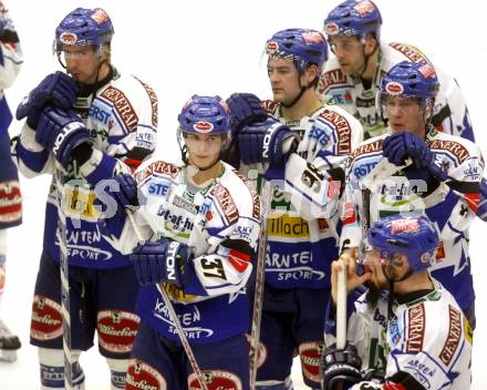 EBEL. Eishockey Bundesliga. EC VSV gegen EV Vienna Capitals. Enttaeuschung beim VSV. Villach, am 17.10.2008.
Foto: Kuess

---
pressefotos, pressefotografie, kuess, qs, qspictures, sport, bild, bilder, bilddatenbank