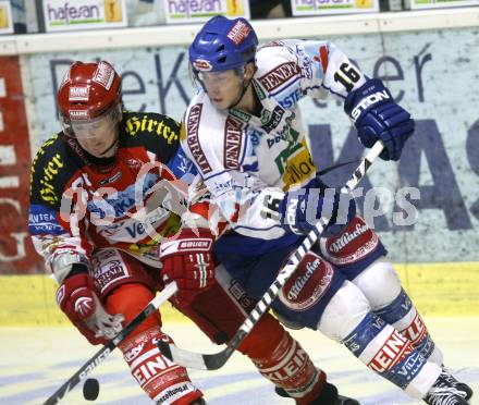EBEL. Eishockey Bundesliga. EC KAC gegen EC VSV. Kirk Furey, (KAC), Dan Cavanaugh (VSV). Klagenfurt, am 19.10.2008.
Foto: Kuess

---
pressefotos, pressefotografie, kuess, qs, qspictures, sport, bild, bilder, bilddatenbank