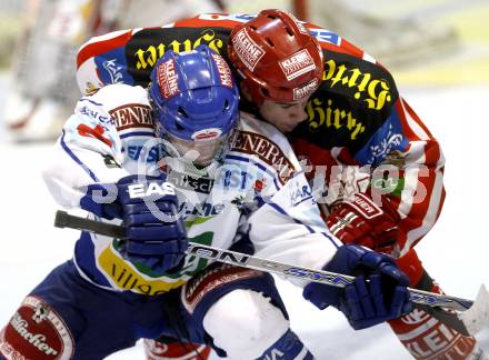EBEL. Eishockey Bundesliga. EC KAC gegen EC VSV. Warren Norris, (KAC), Roland Kaspitz (VSV). Klagenfurt, am 19.10.2008.
Foto: Kuess

---
pressefotos, pressefotografie, kuess, qs, qspictures, sport, bild, bilder, bilddatenbank