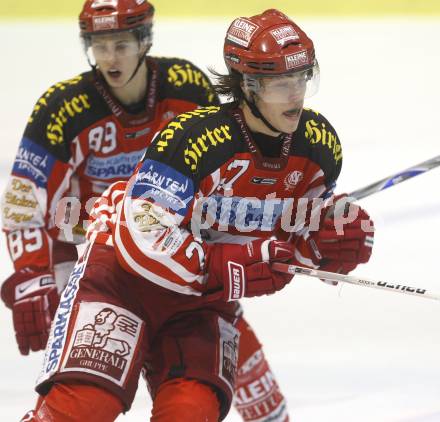 EBEL. Eishockey Bundesliga. KAC gegen Vienna Capitals. Thomas Hundertpfund, Raphael Herburger (KAC). Klagenfurt, am 28.10.2008.
Foto: Kuess 

---
pressefotos, pressefotografie, kuess, qs, qspictures, sport, bild, bilder, bilddatenbank