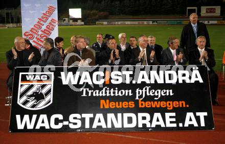 Fussball Regionalliga. SK St. Andrae/Lavanttal. Stadioneroeffnung Lavanttal Arena. Ehrengaeste. Wolfgang Knes, Buergermeister Gerhard Seifried, Landeshauptmannstellvertreter Reinhart Rohr,  Landesrat Josef Martinz, Landeshauptmann Gerhard Doerfler,  Dietmar Riegler. Wolfsberg, am 31.10.2008.
Foto: Kuess

---
pressefotos, pressefotografie, kuess, qs, qspictures, sport, bild, bilder, bilddatenbank